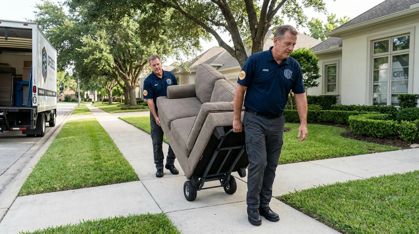 Local residential moving crew loading furniture in Caledonia, WI